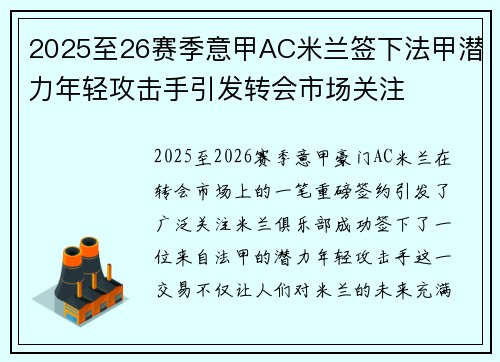 2025至26赛季意甲AC米兰签下法甲潜力年轻攻击手引发转会市场关注