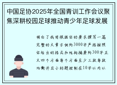 中国足协2025年全国青训工作会议聚焦深耕校园足球推动青少年足球发展